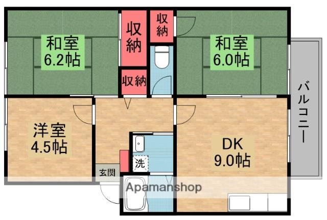 サンビレッジ枚方C(3DK/1階)の間取り写真