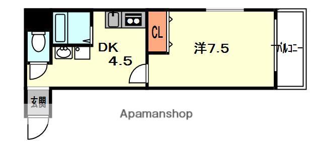ハイツマツモト2(1DK/5階)の間取り写真