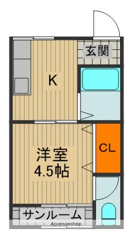 ロイヤル大池(1K/2階)の間取り写真
