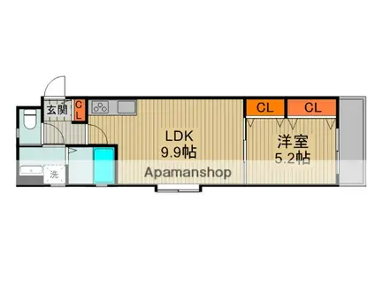 ラモーナ門真南(1LDK/3階)の間取り写真