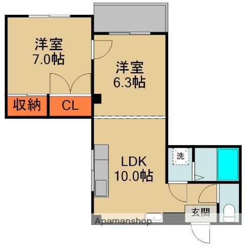 大久保大喜マンション(2LDK/1階)の間取り写真