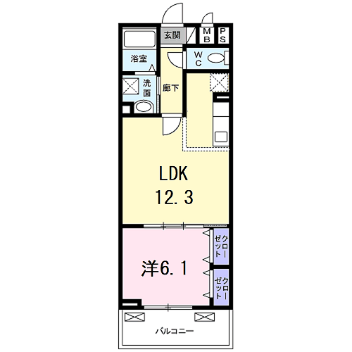 ソレイユ(1LDK/2階)の間取り写真