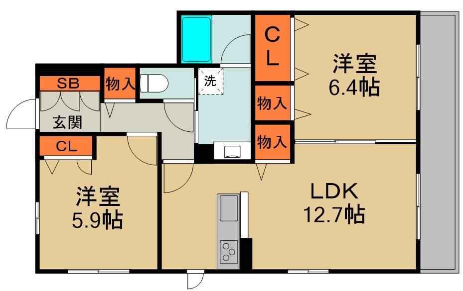 シャーメゾングレイス(2LDK/1階)の間取り写真