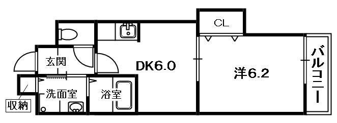 ボヌールレジダンスTM(1DK/2階)の間取り写真
