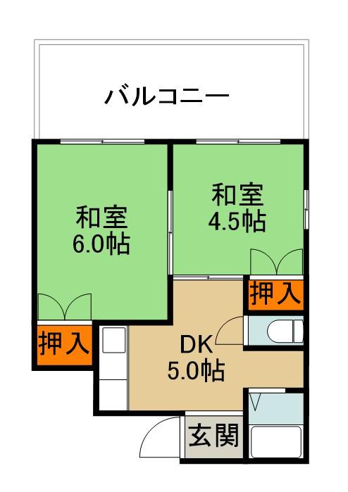 マンション大隅(2DK/4階)の間取り写真