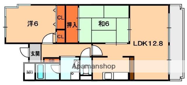 ラリヴィエール古川橋(2LDK/3階)の間取り写真