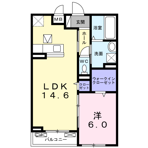 グランディオ(1LDK/1階)の間取り写真