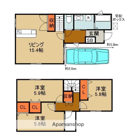 京阪電気鉄道京阪線 大和田駅(大阪) 徒歩10分 2階建 築4年(3LDK)の間取り写真