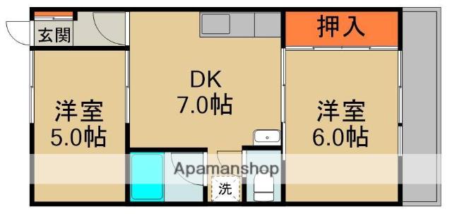 GM藤田町ウエスト(2DK/3階)の間取り写真