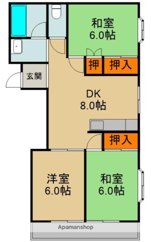 デラックスハイツジョイ(3DK/1階)の間取り写真