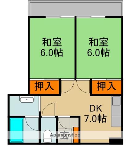 デラックスハイツジョイ(2DK/2階)の間取り写真