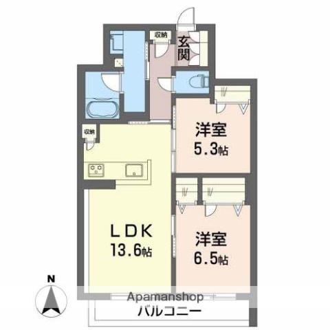 シャーメゾンリラフォート(2LDK/2階)の間取り写真