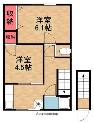 S-CUBE養父西町(2K/2階)の間取り写真