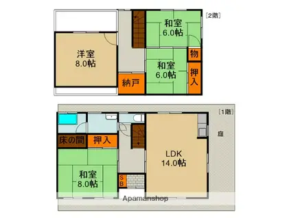 京阪電気鉄道京阪線 大和田駅(大阪) 徒歩10分 2階建 築37年(4LDK)の間取り写真