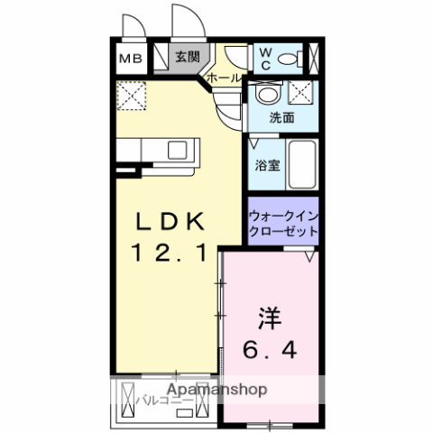 アムールⅠ(1LDK/1階)の間取り写真