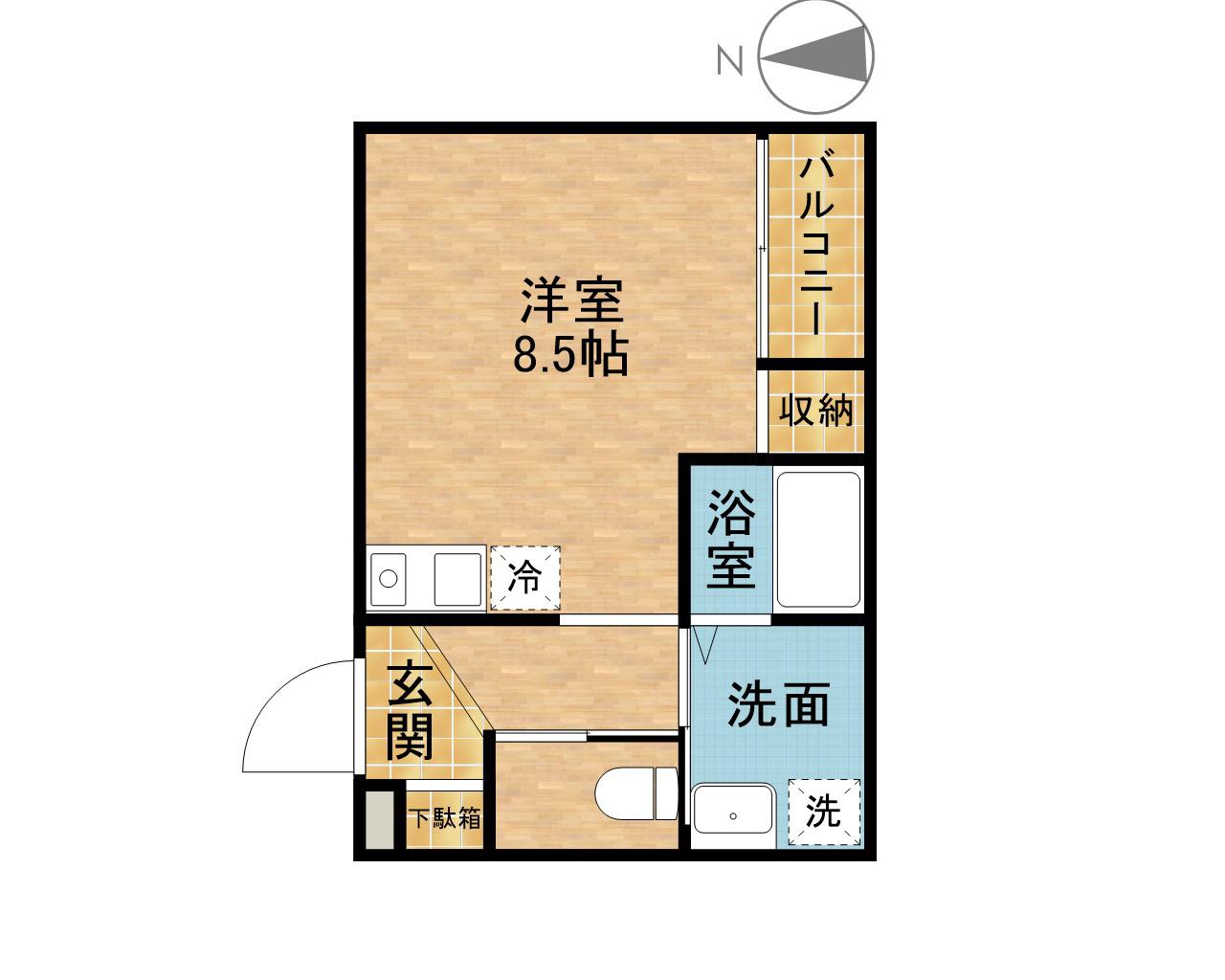 CHOU CHOU NAKAMIYA ウエスト(ワンルーム/1階)の間取り写真