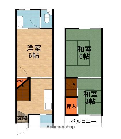 中野貸家(3K)の間取り写真
