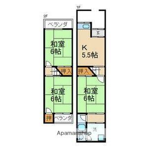 貸家（黒原旭町１４−６）(3K)の間取り写真