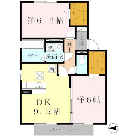 アムール(ワンルーム/1階)の間取り写真