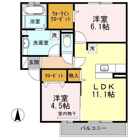 PREMIER藤阪(2LDK/1階)の間取り写真