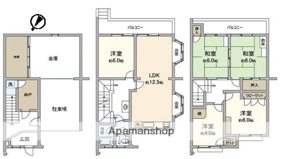 京阪電気鉄道京阪線 枚方公園駅 徒歩11分 3階建 築52年(5SLDK)の間取り写真