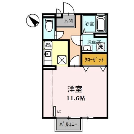 CREATION(ワンルーム/1階)の間取り写真