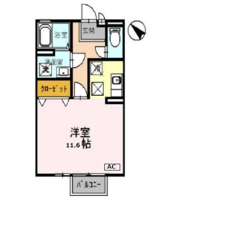 CREATION(ワンルーム/1階)の間取り写真