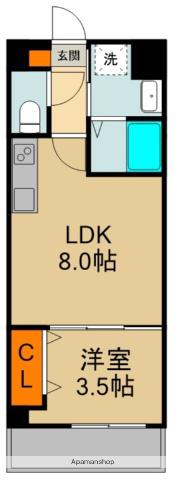 サンフレンドコア(1LDK/3階)の間取り写真