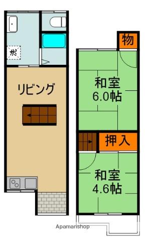 島頭3丁目テラスハウス(2LDK/1階)の間取り写真