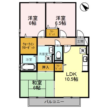 国見坂ハイツ(3LDK/2階)の間取り写真