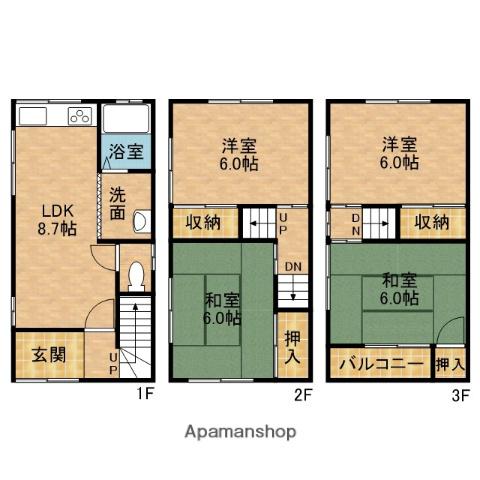錦町岡村様貸家(4DK)の間取り写真
