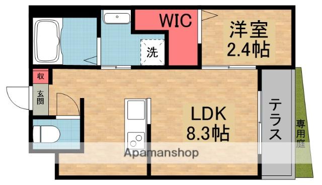 リアコート枚方御殿山サウス(1LDK/1階)の間取り写真