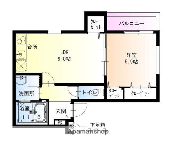 フジパレス大和田Ⅲ番館(1LDK/2階)の間取り写真