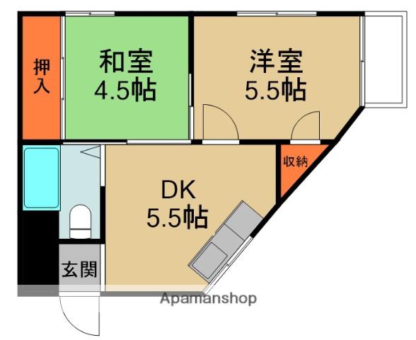 興泉ビル(2DK/3階)の間取り写真