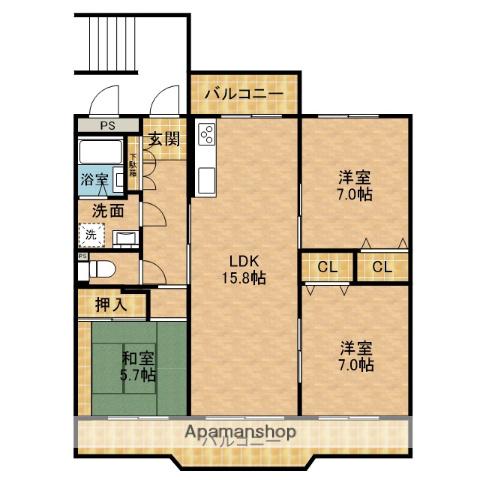 オリエントレジデンス末広町(3LDK/2階)の間取り写真