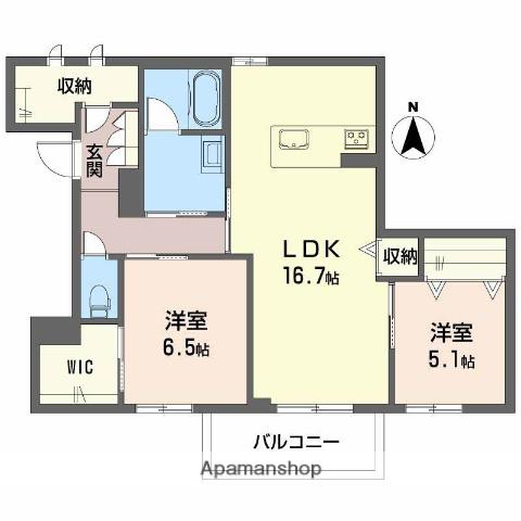 シャーメゾン ウィズ タカ Ⅰ(2LDK/2階)の間取り写真