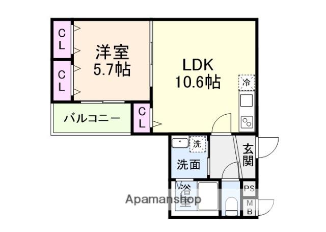 グランシールⅢ番館(1LDK/2階)の間取り写真
