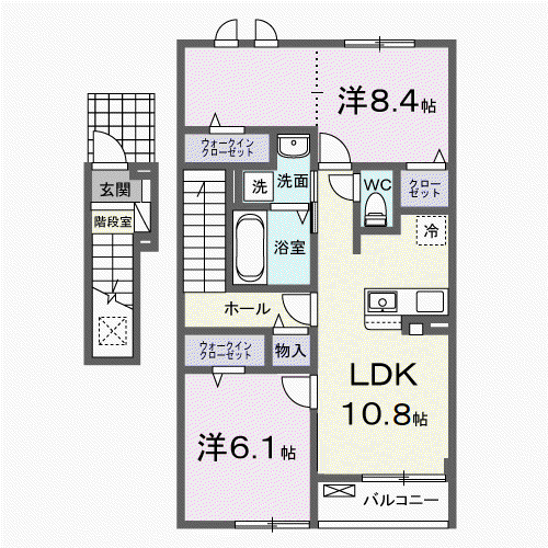 クラール倉治C(2LDK/2階)の間取り写真