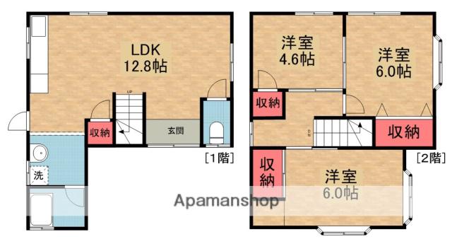 京阪電気鉄道京阪線 牧野駅 徒歩23分 2階建 築47年(3LDK)の間取り写真
