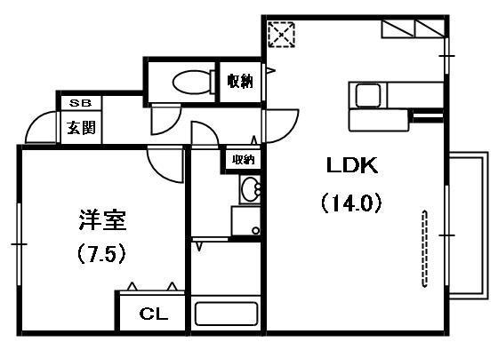 サンクレスト(1LDK/1階)の間取り写真