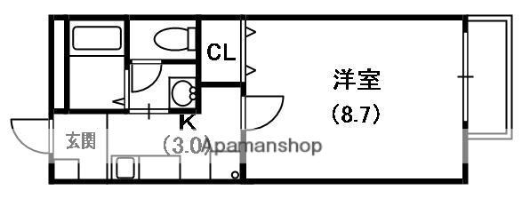 メゾン・ド・ボヌールA棟(1K/2階)の間取り写真