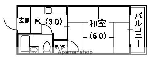コーポタカハシB(1K/4階)の間取り写真