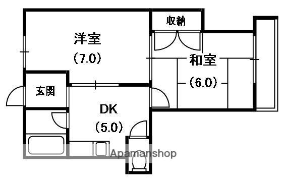 古川ビレッチ(2DK/4階)の間取り写真