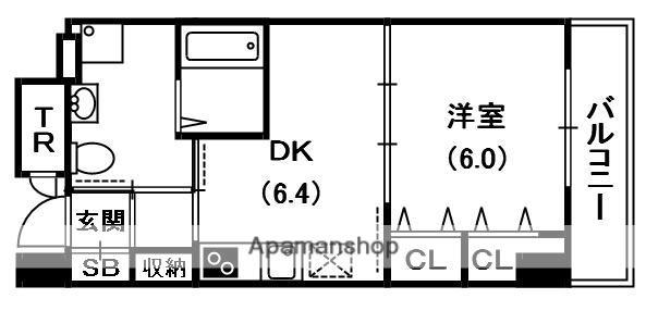 ぽぷら枚方公園(1DK/3階)の間取り写真