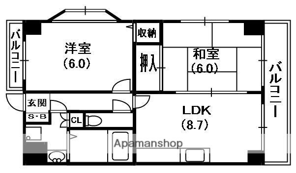 ユートピア中野(2LDK/2階)の間取り写真