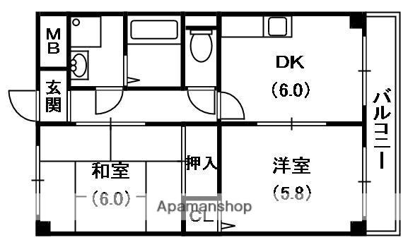 MPLAZA楠根壱番館(2DK/5階)の間取り写真