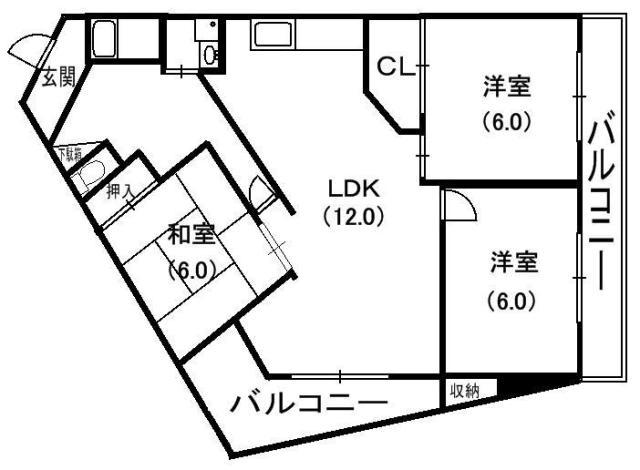 リバージュⅡ(3LDK/4階)の間取り写真