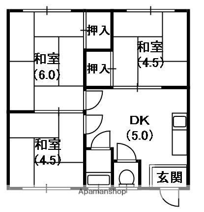香里園森岡マンション1・2(3DK/1階)の間取り写真