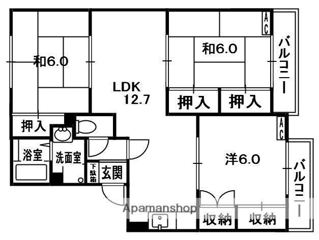 トリヴァンベール星田(3LDK/2階)の間取り写真