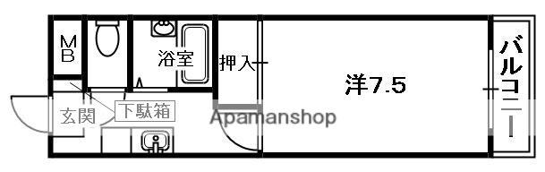 プライムコート(1K/4階)の間取り写真